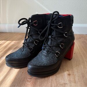 Sorel Black and Red Lace Up Women's Boots